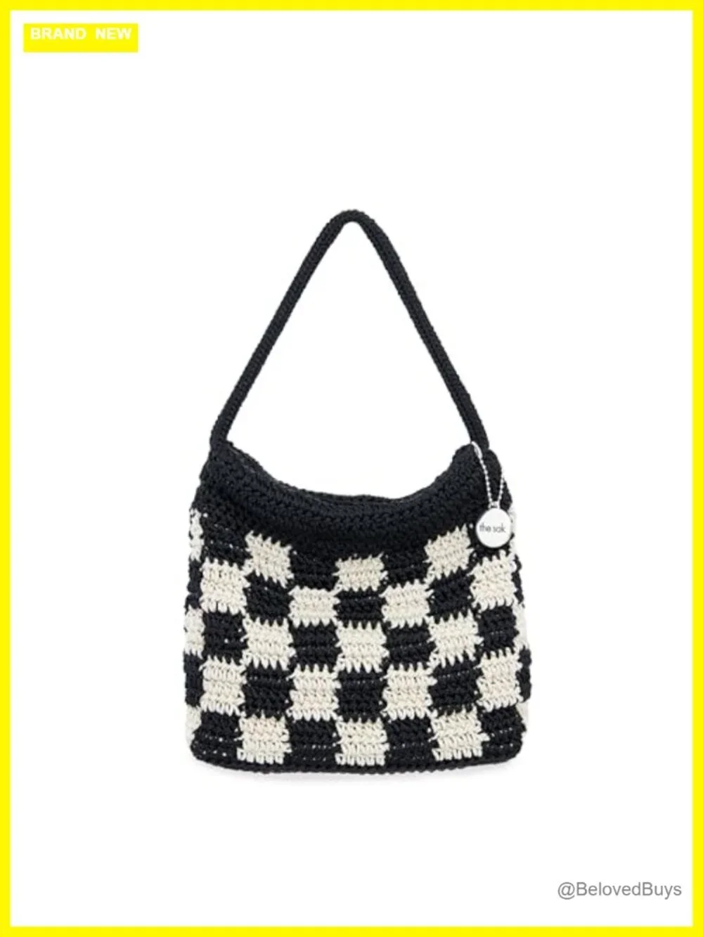 Hand-crocheted Mini Hobo Bag with Recycled Lining, Magnetic Closure